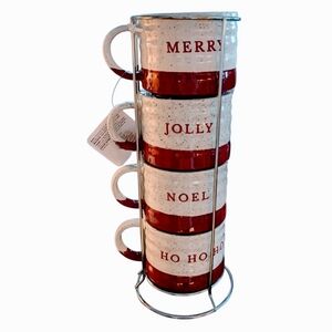 NEW Holiday Time Christmas Stacking Mug Set